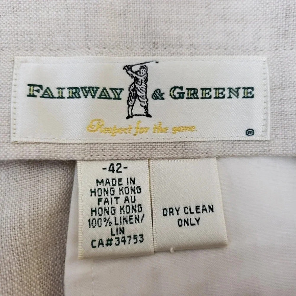 Fairway & Geene Golf Shorts Linen Oatmeal Pleated High Rise Lightweight - Picture 5 of 5